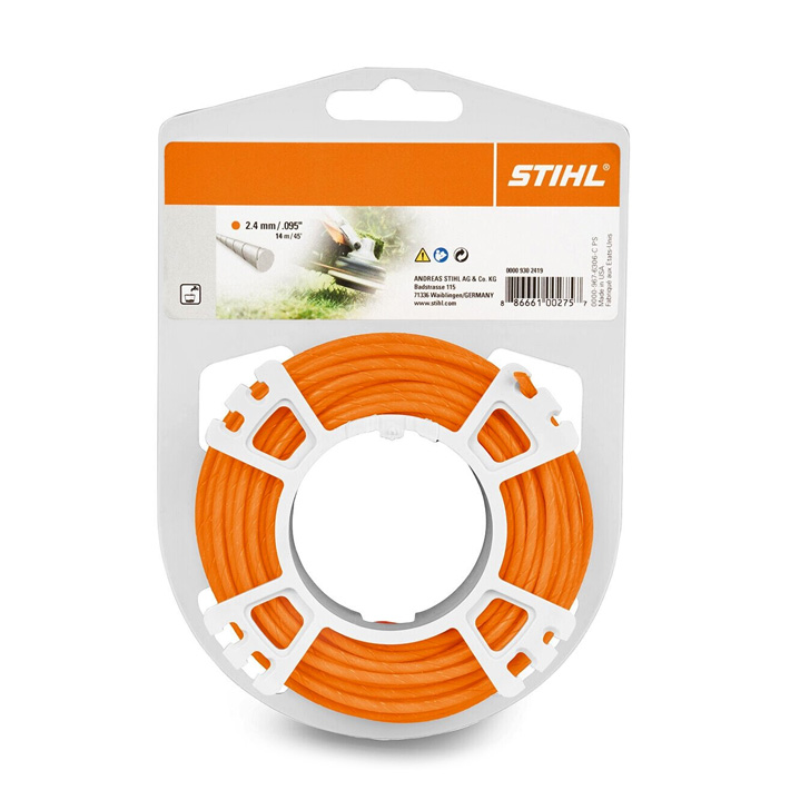STIHL Косильная струна Ø 2,4 мм х 14 м STIHL круглого сечения,бесшумная оранжевая 00009302419, Струны косильные Штиль